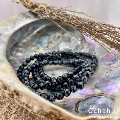 Obsidiaan sneeuwvlok armband 6mm