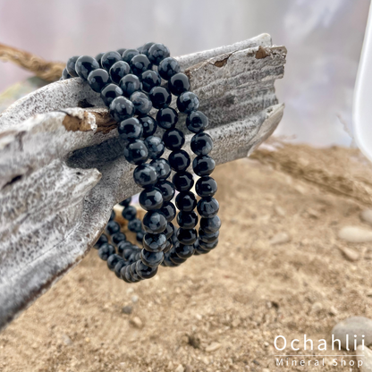Obsidiaan sneeuwvlok armband 6mm