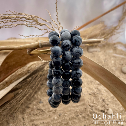 Obsidiaan sneeuwvlok armband 10mm