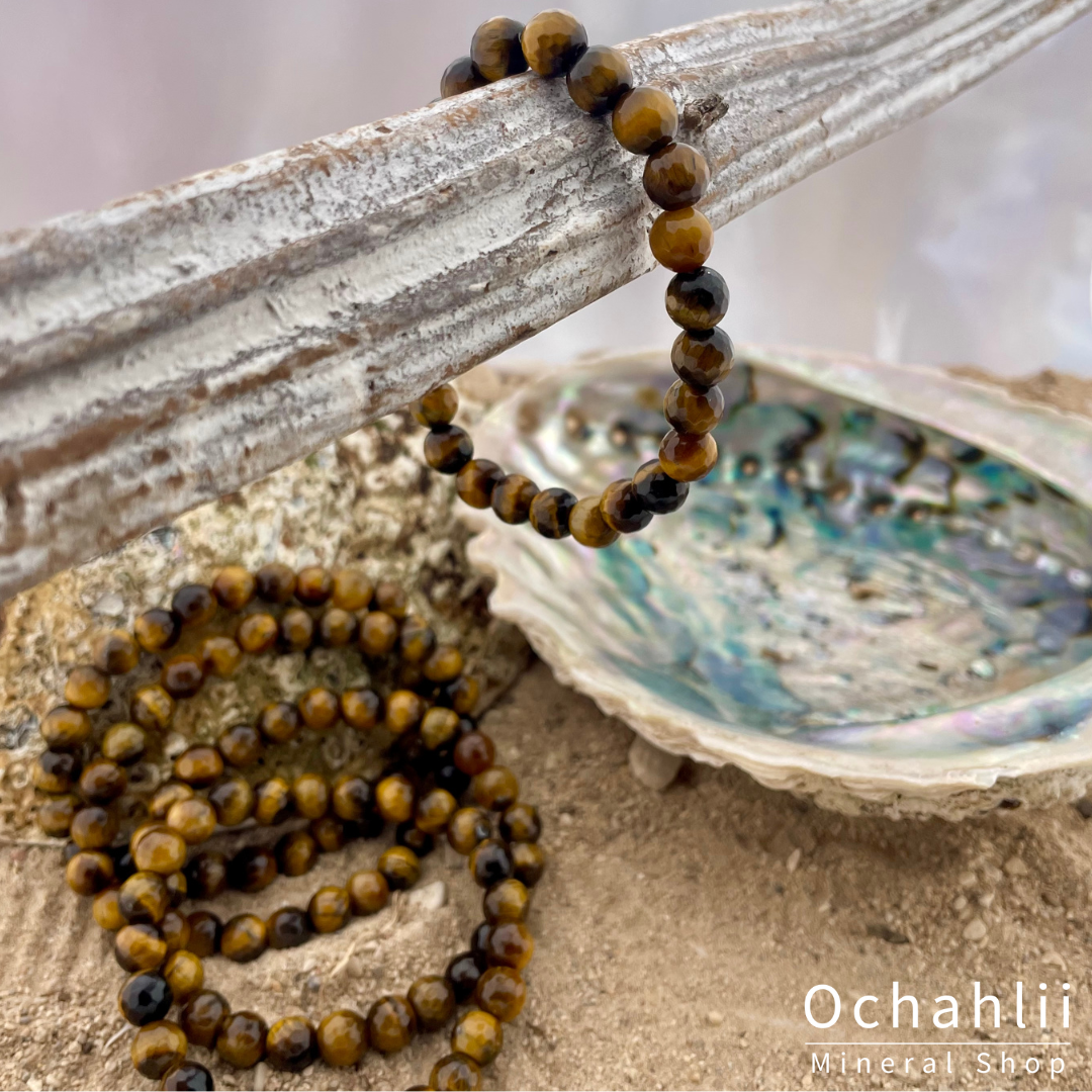 Bracelet oeil de tigre facette 8mm