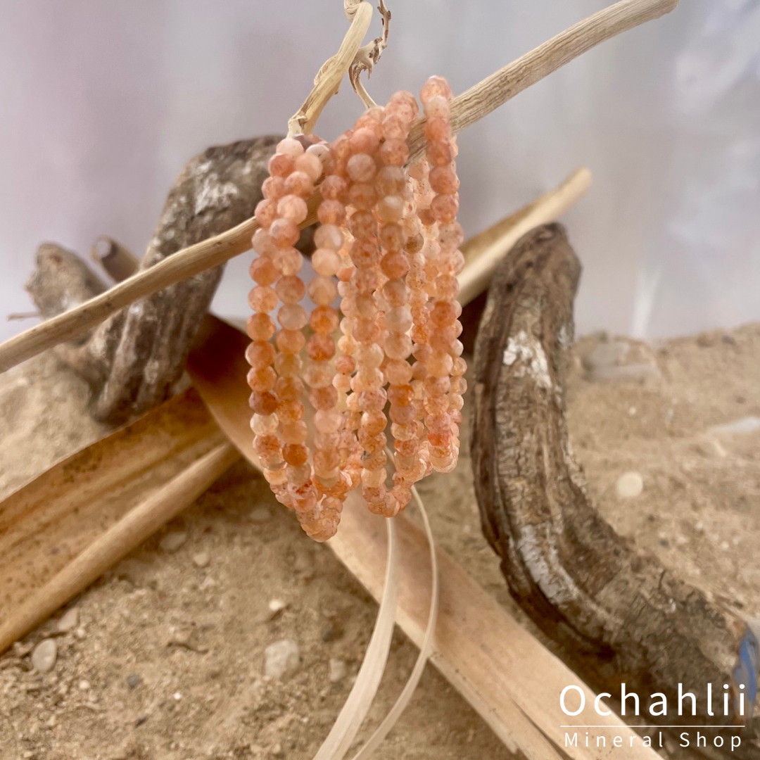 Pulsera de piedra de sol facetada de 4 mm