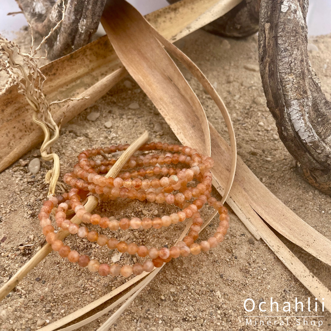 Pulsera de piedra de sol facetada de 4 mm