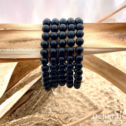 Pulsera de obsidiana negra de 8 mm