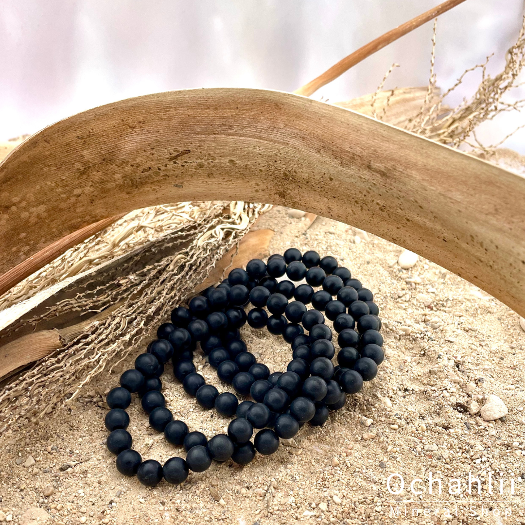 Pulsera de obsidiana negra de 8 mm