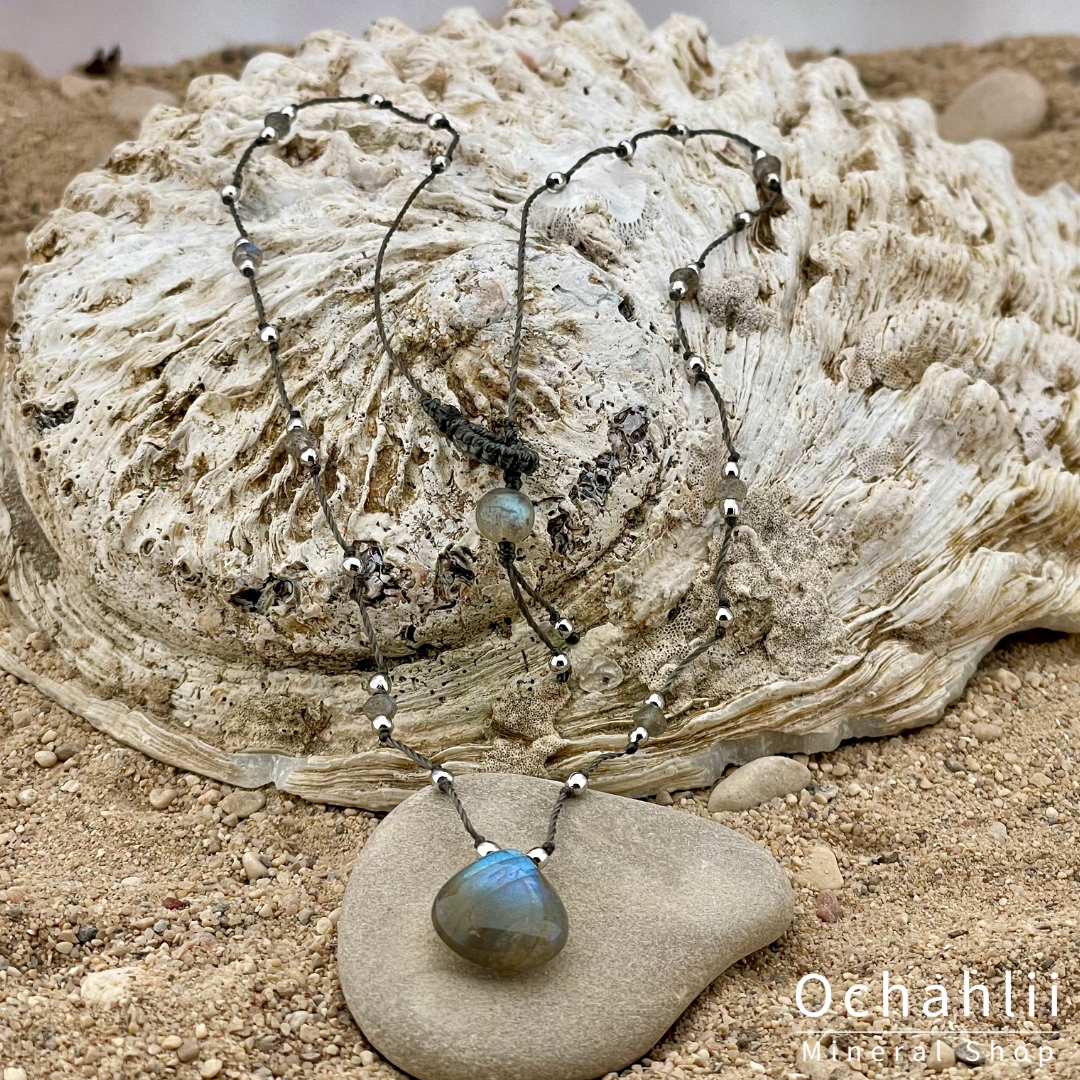 Labradoriet halsketting facet 4mm