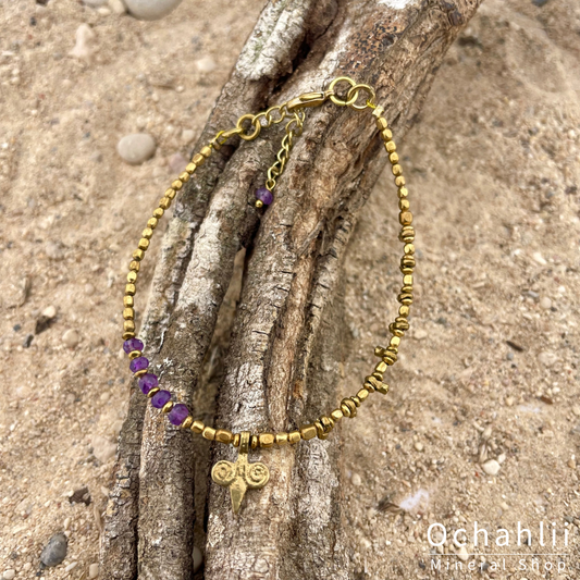 Amethyst bracelet facet 4mm
