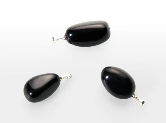 Pendentif en pierre roulée Tourmaline noire AA