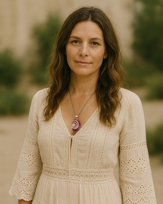Rhodochrosite silver pendant
