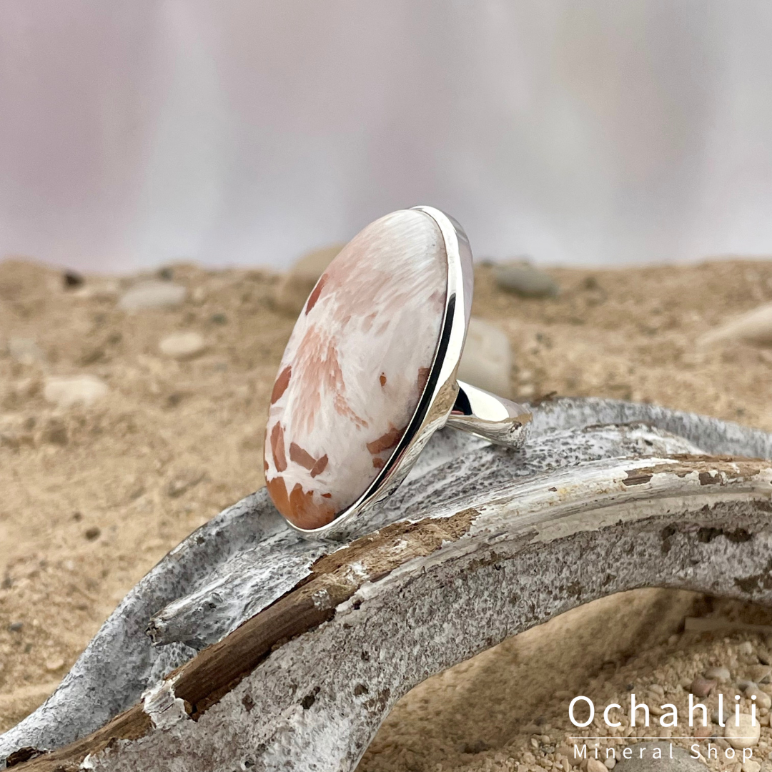 Bague Scolecite en argent rose taille 59