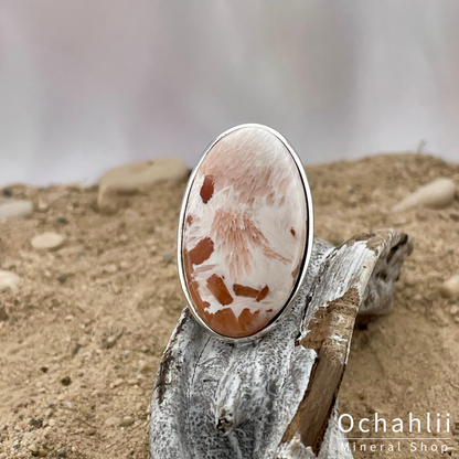 Bague Scolecite en argent rose taille 59