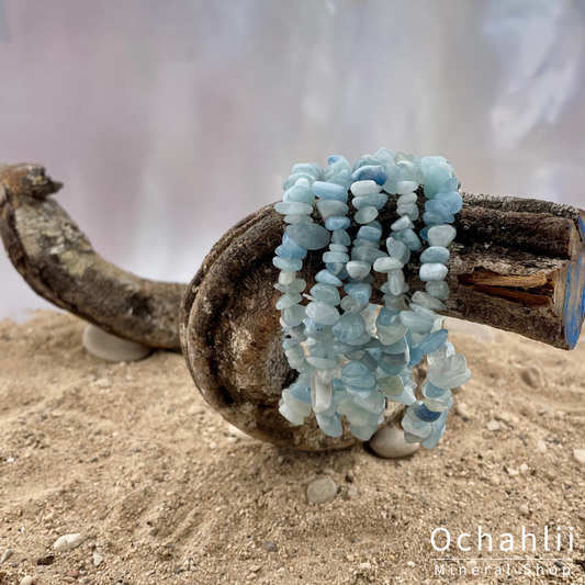 Bracelet fendu aigue-marine