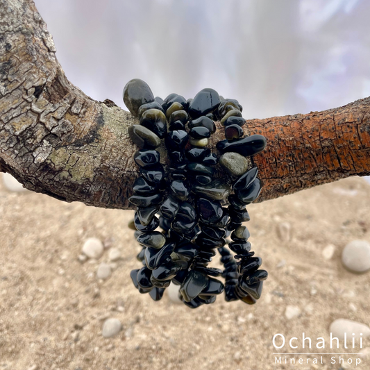 Bracelet fendu en or obsidienne 