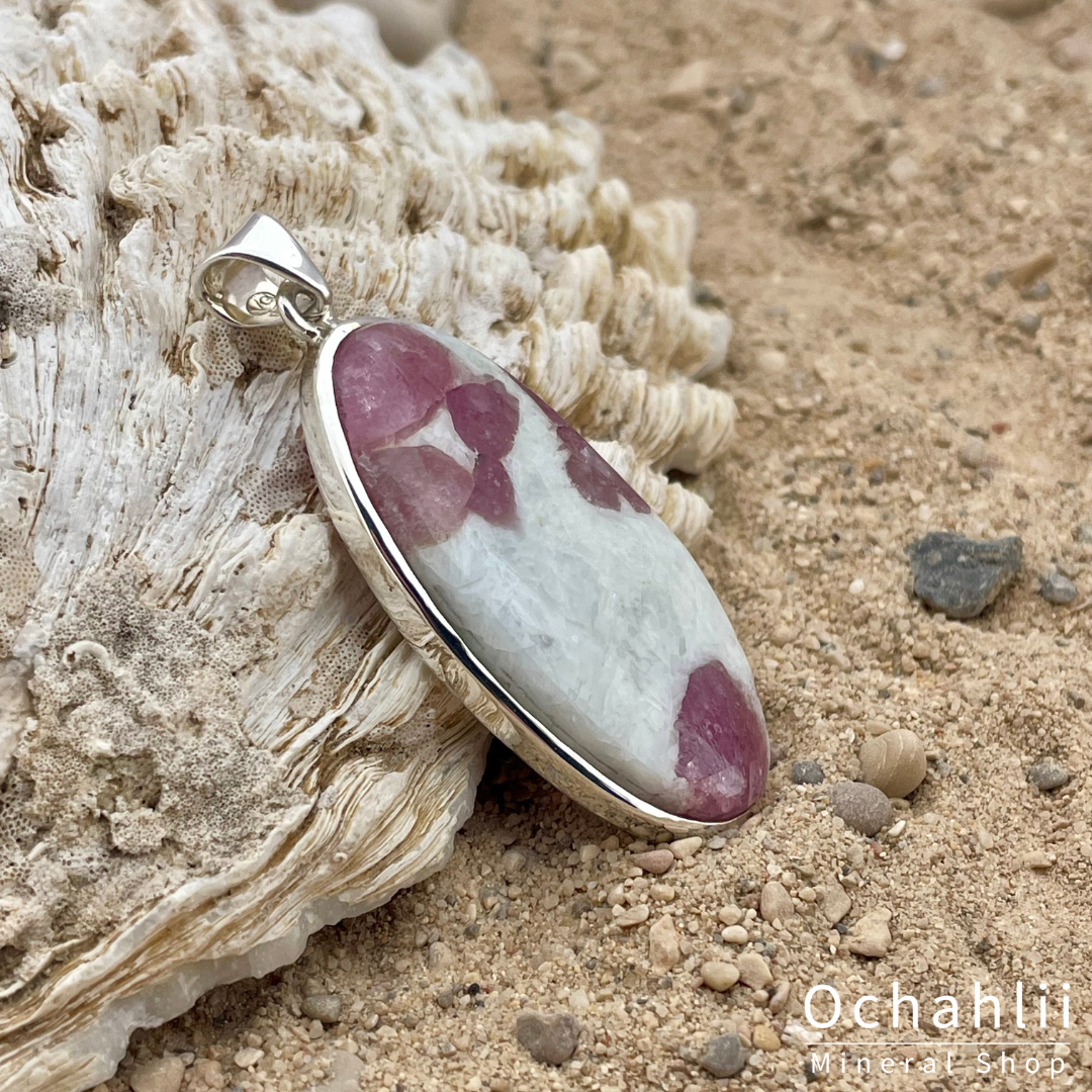 Pendentif en argent Rubellite sur Quartz 