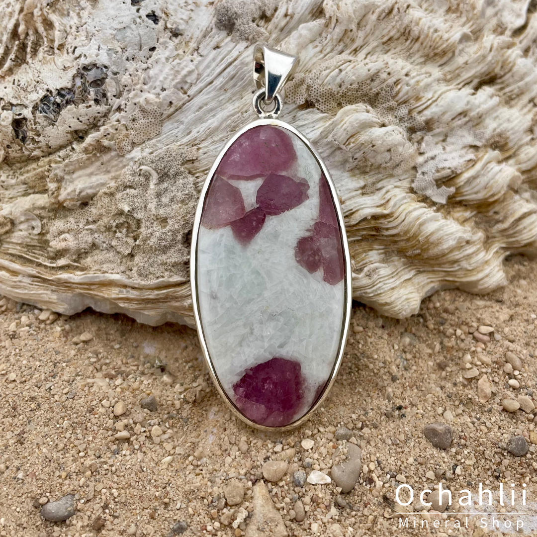 Pendentif en argent Rubellite sur Quartz 