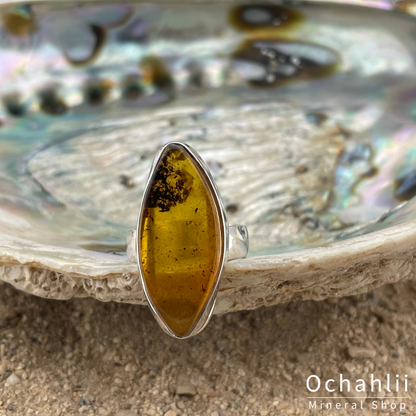 Bague ambre argent taille 55