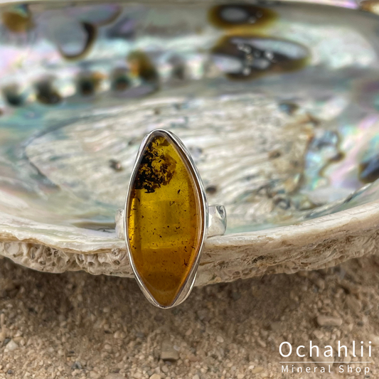 Bague ambre argent taille 55