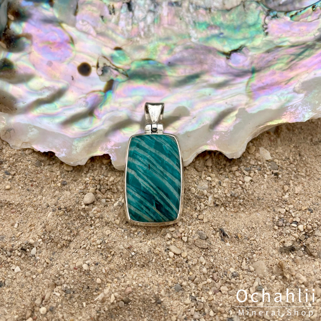 Amazonite silver pendant
