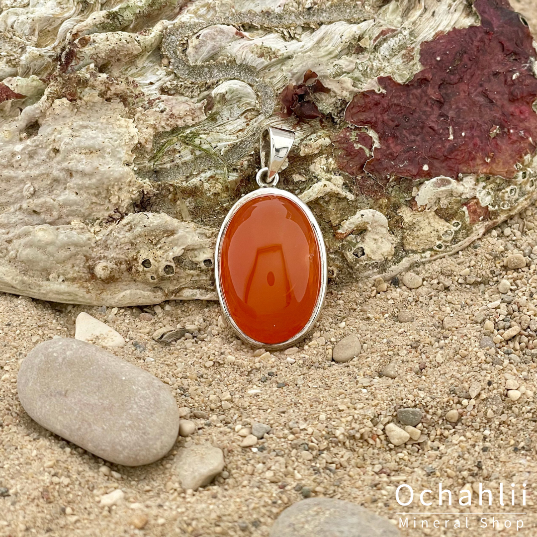 Colgante de carneola plateado