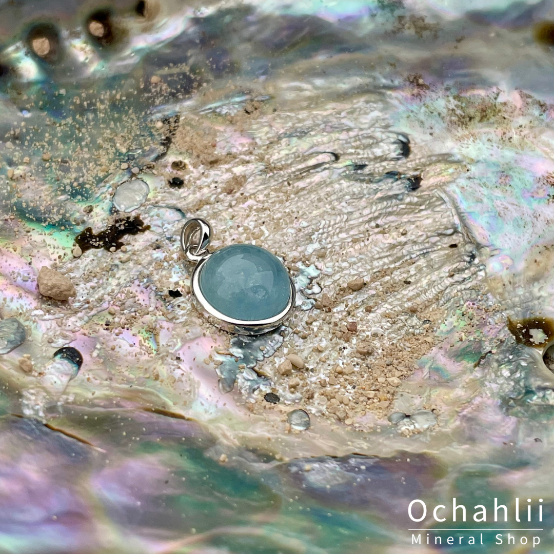 Pendentif en argent aigue-marine