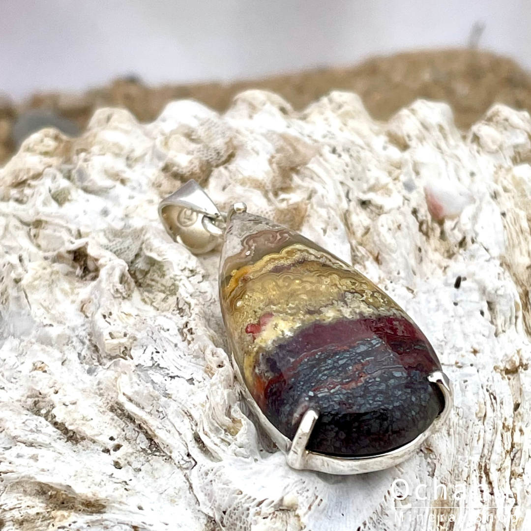 Agate Crazy Lace silver pendant