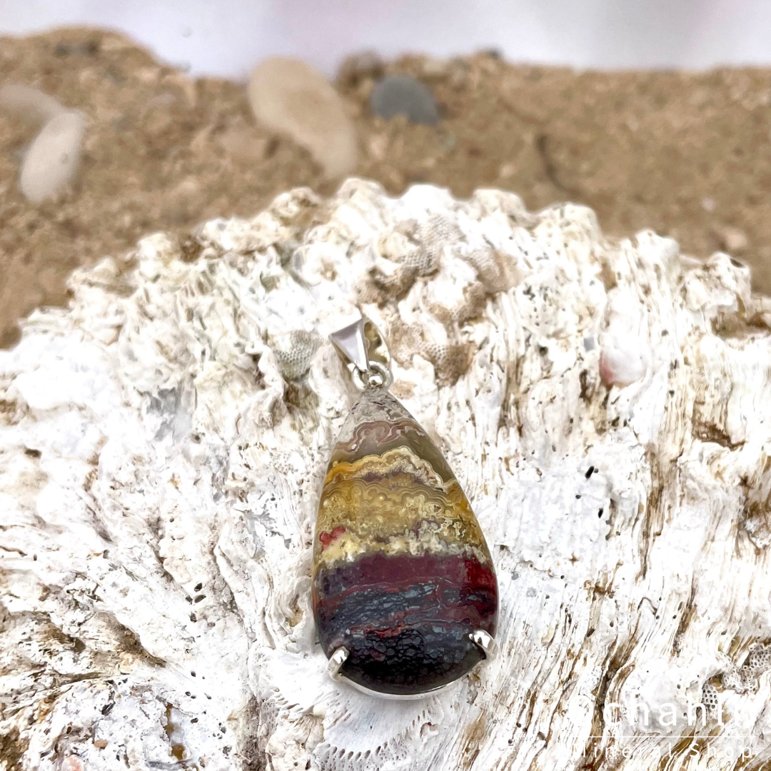 Agate Crazy Lace silver pendant