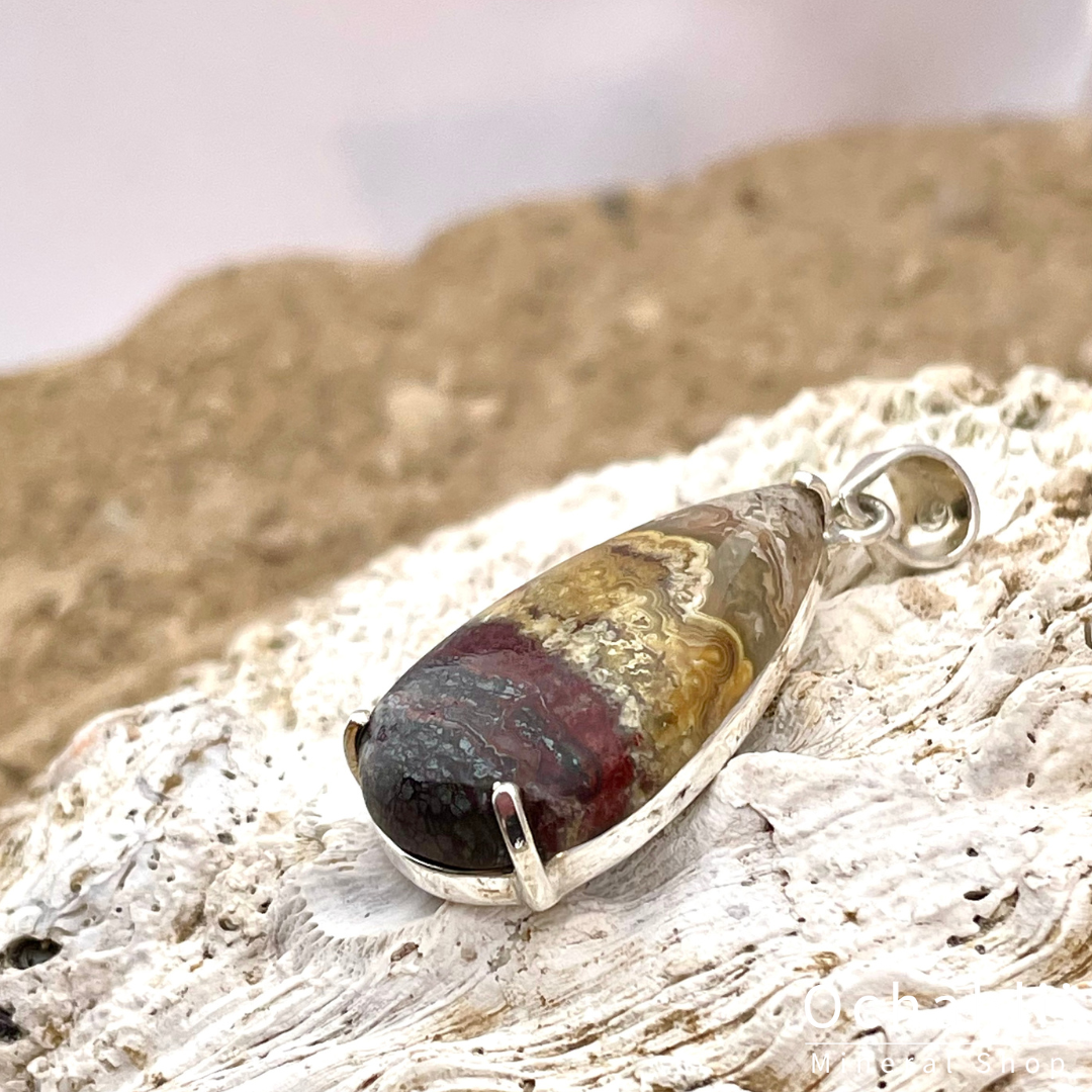 Agate Crazy Lace silver pendant