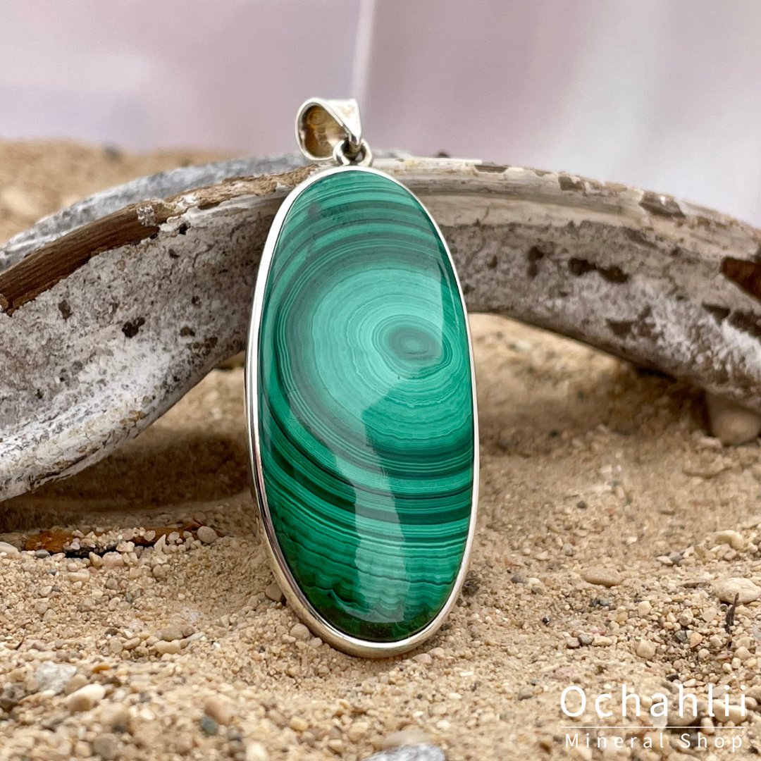 Pendentif en argent malachite