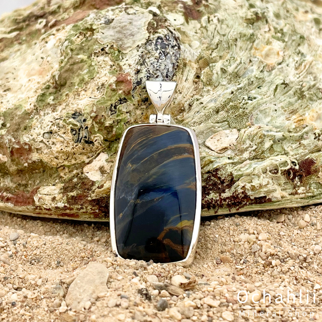 Pietersite silver pendant