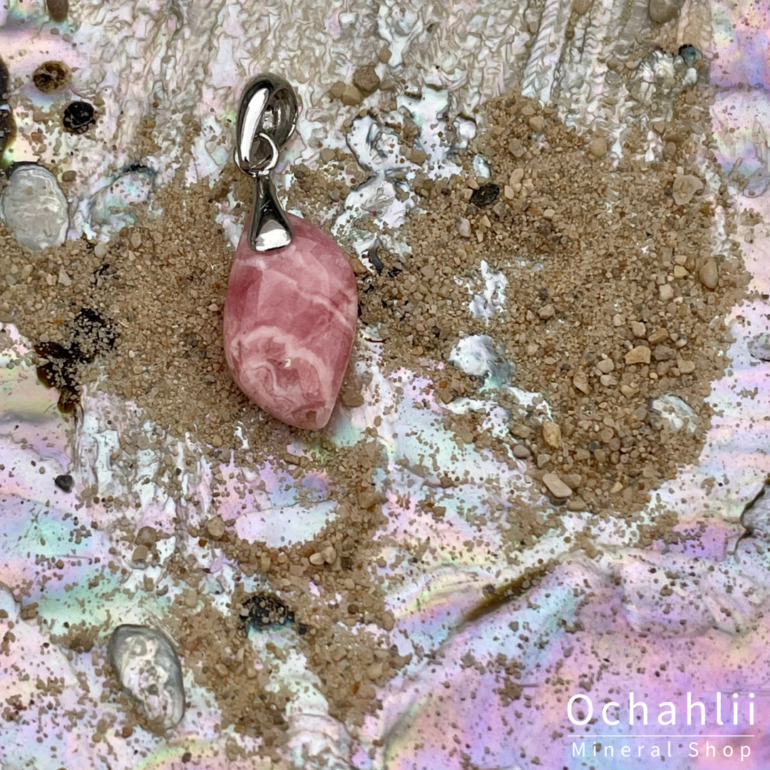 Rhodochrosiet zilveren hanger