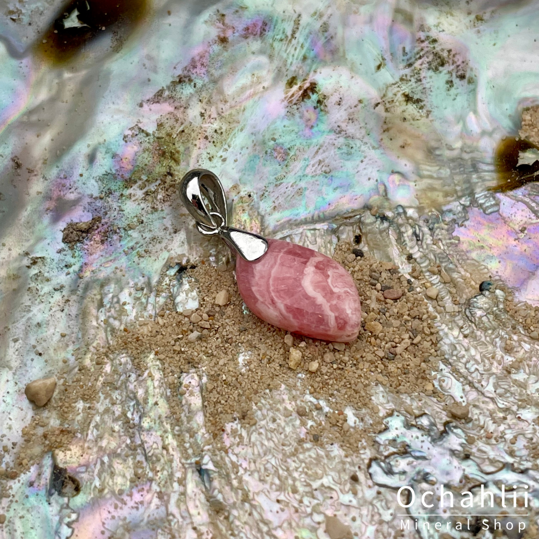 Rhodochrosiet zilveren hanger