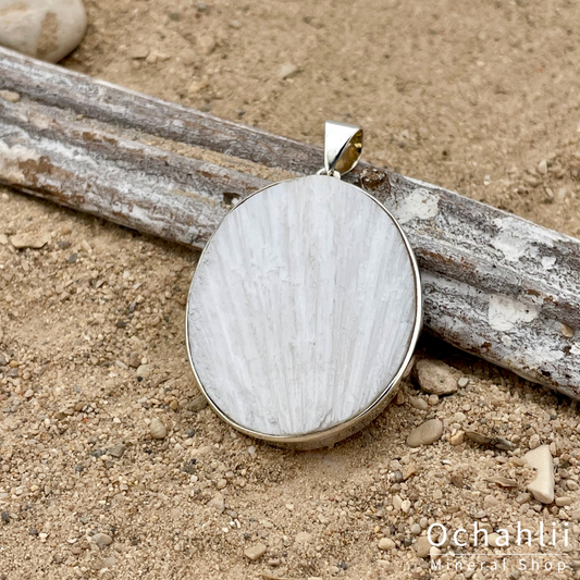 Scolecite white silver pendant