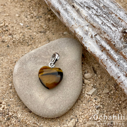 Colgante de ojo de tigre plateado