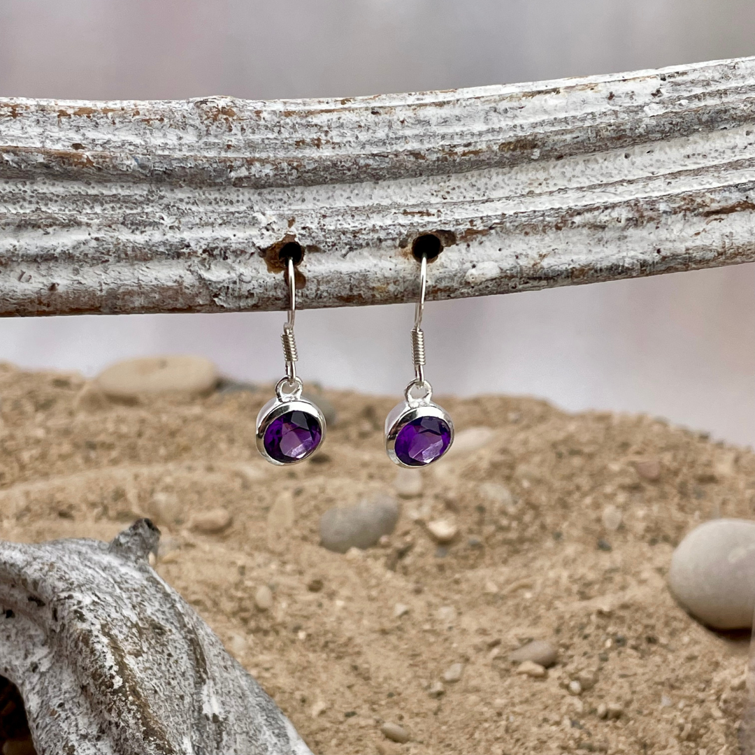 Amethist zilveren oorhangers