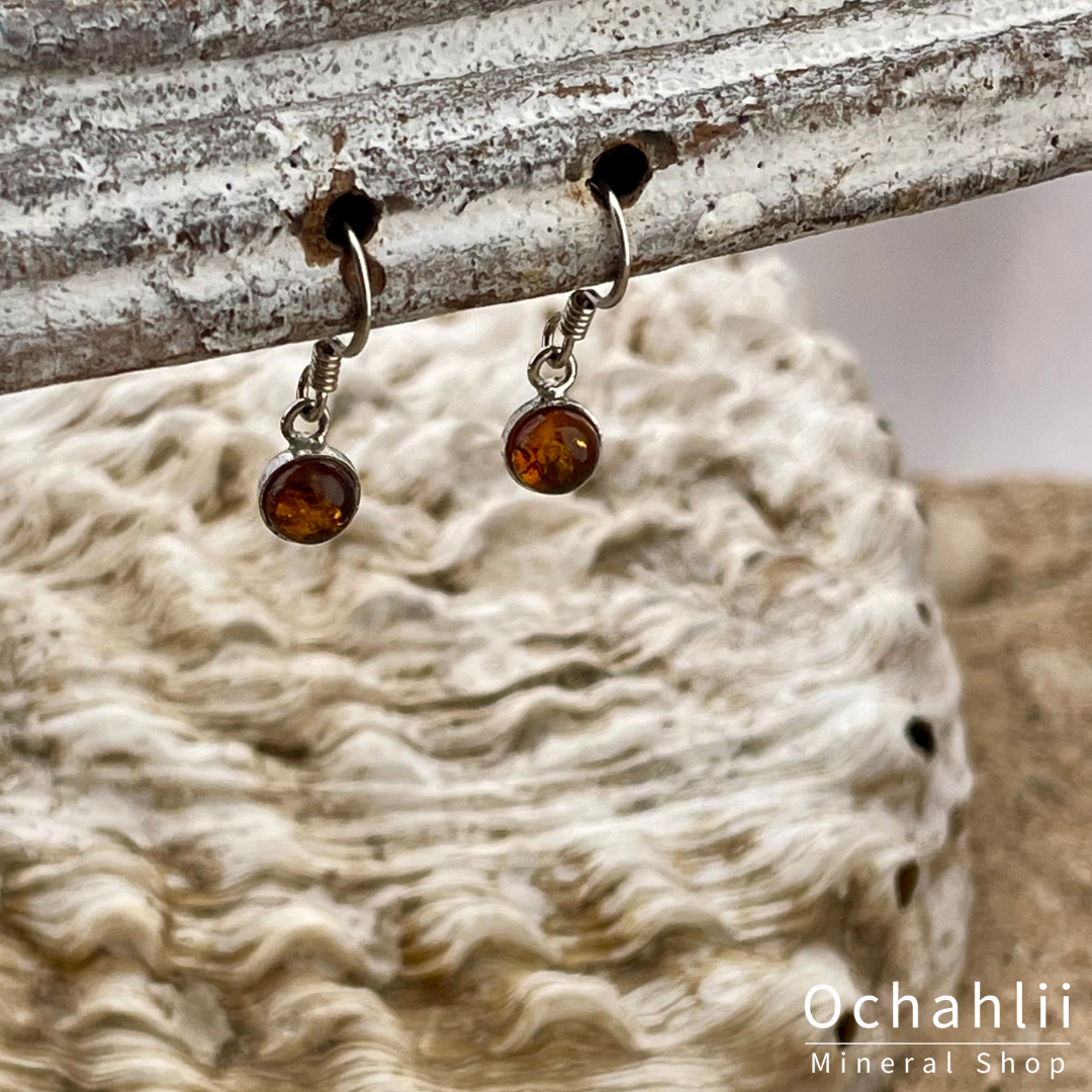 Boucles d'oreilles en argent ambre (ambre)