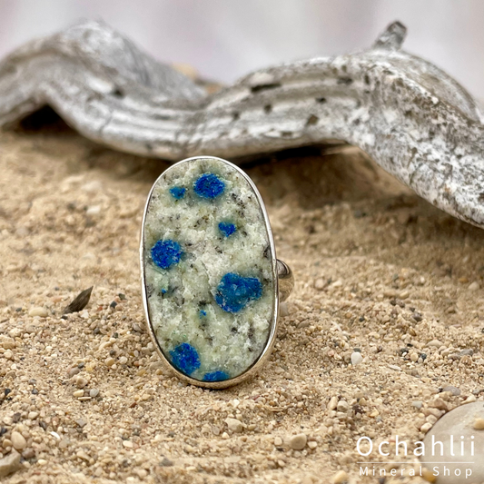 K2 (Azurite on Granite) silver ring size 60