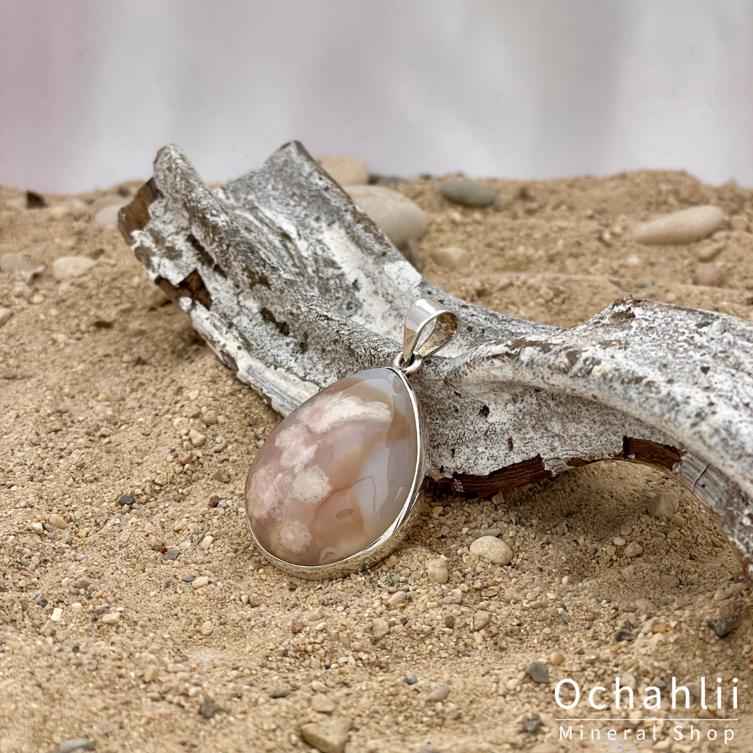 Pendentif en argent Fleur d'Agate