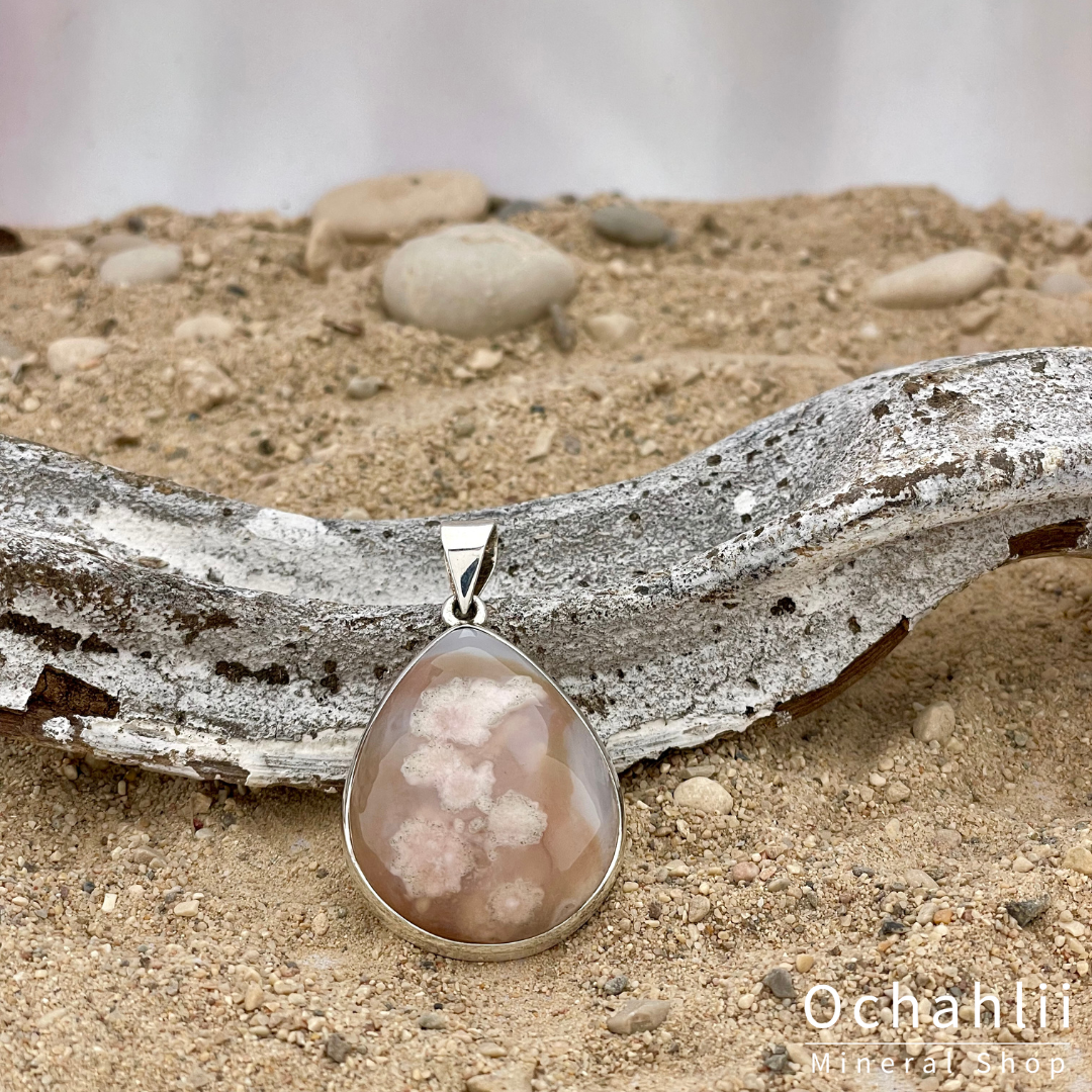 Pendentif en argent Fleur d'Agate