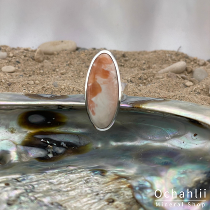 Anillo de escolecito rosa de plata tamaño 54