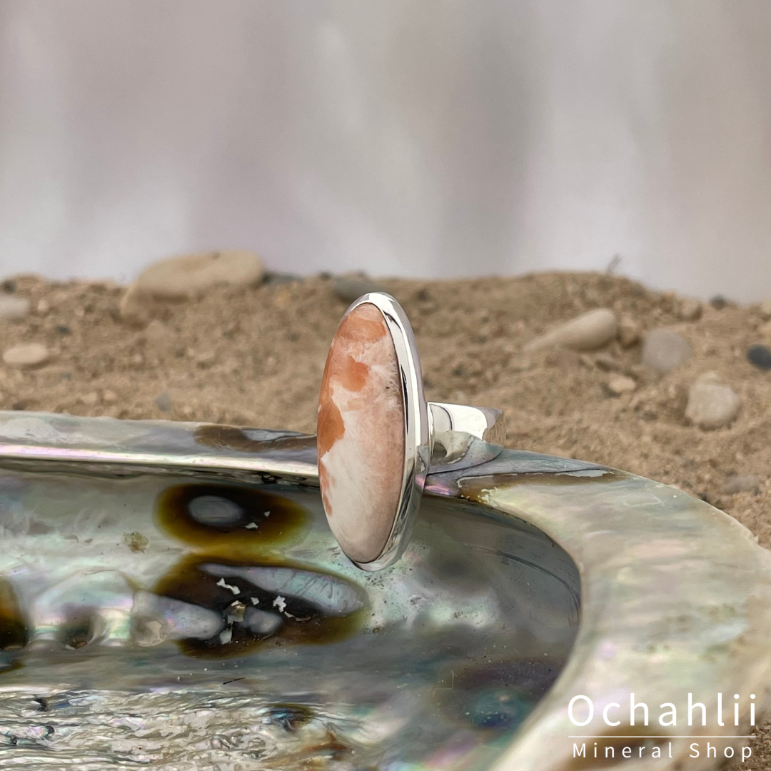 Anillo de escolecito rosa de plata tamaño 54